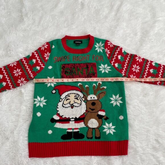 Joe Boxer Christmas Santa Claus Red and Green Sweatshirt Large - Picture 5 of 10